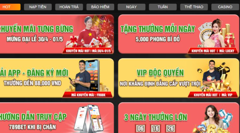 Khuyến mãi đặc biết tại hệ thống cá cược 789bet